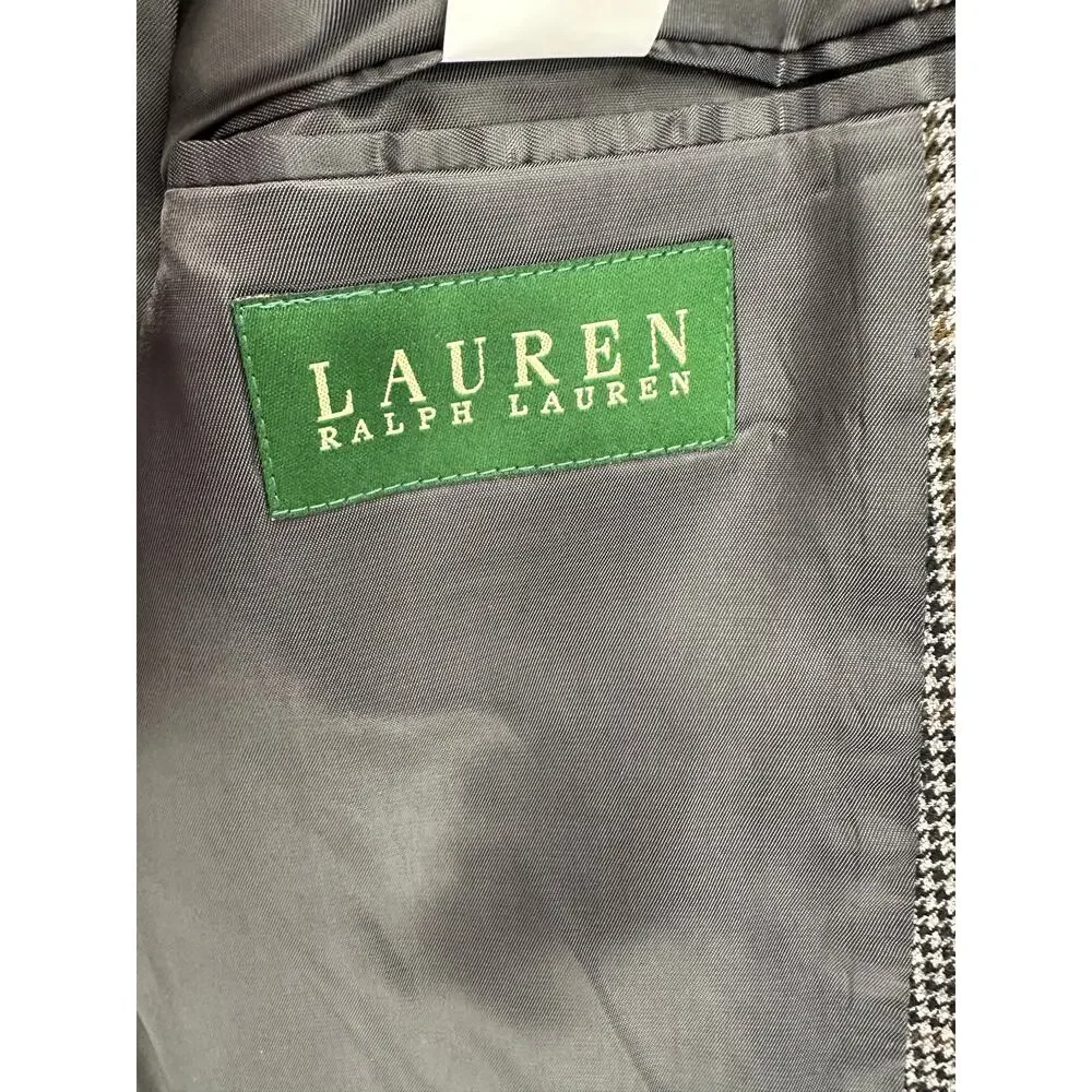 Lauren Ralph Lauren Suit Jacket Men 46R Grey Black‎ 100% Wool Two Button Notch